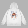 Sweat Luffy Aura de Puissance, version blanche avec illustration de Luffy entouré d’une aura blanche, univers One Piece