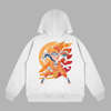 Sweat Naruto Chakra de Feu blanc avec design puissant de Naruto entouré de flammes