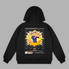 Sweat Naruto Shippuden noir avec illustration de Naruto en mode chakra entouré de flammes ardentes