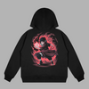 Sweat Sasuke Susanoo noir avec aura de flammes rouges design Naruto
