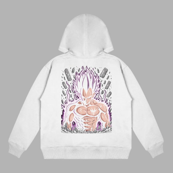 Sweat Vegeta Aura Maléfique blanc avec design premium de Vegeta Dragon Ball