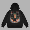 Sweat One Piece Zoro noir avec illustration des lames en aura destructrice