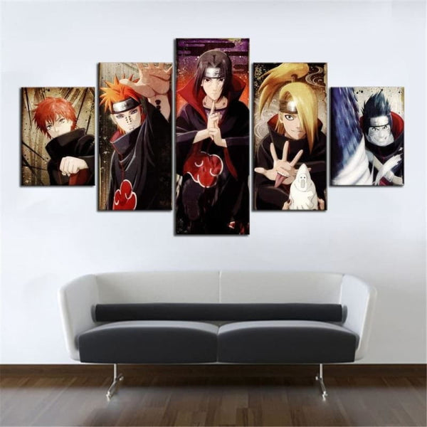 Zoom sur le panneau central du tableau, détaillant le visage de Pain (Yahiko) avec son Rinnegan et ses piercings.