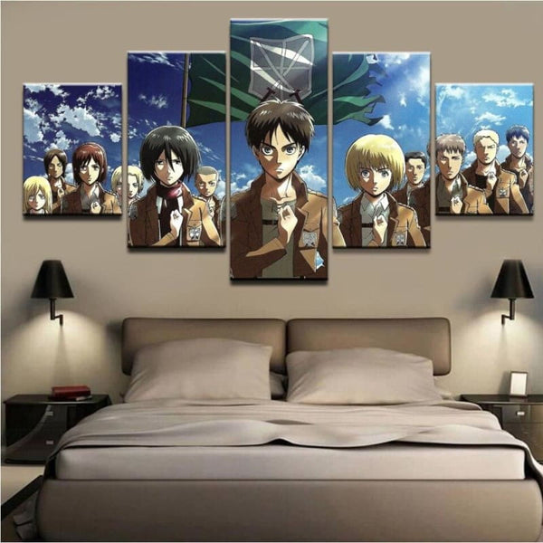 Tableau panoramique du Bataillon d'Exploration accroché dans un bureau, créant une ambiance solennelle et inspirante.