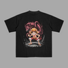 T-shirt Luffy Dragon Rouge, version noire avec illustration de Luffy et d’un dragon rouge, univers One Piece
