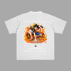 T-shirt Luffy Flammes Ardentes, version blanche avec illustration de Luffy entouré de flammes incandescentes, univers One Piece