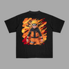 T-shirt Naruto Flamme Déchaînée noir avec illustration de Naruto entouré de flammes