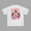 T-shirt Sasuke Believe blanc avec design Naruto stylisé et flamme intense