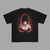 T-shirt Sasuke Sharingan Flamme noir avec design Naruto détaillé et aura de flammes