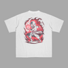 T-shirt Sasuke Uchiha Flamme Susanoo blanc avec design illustré Naruto