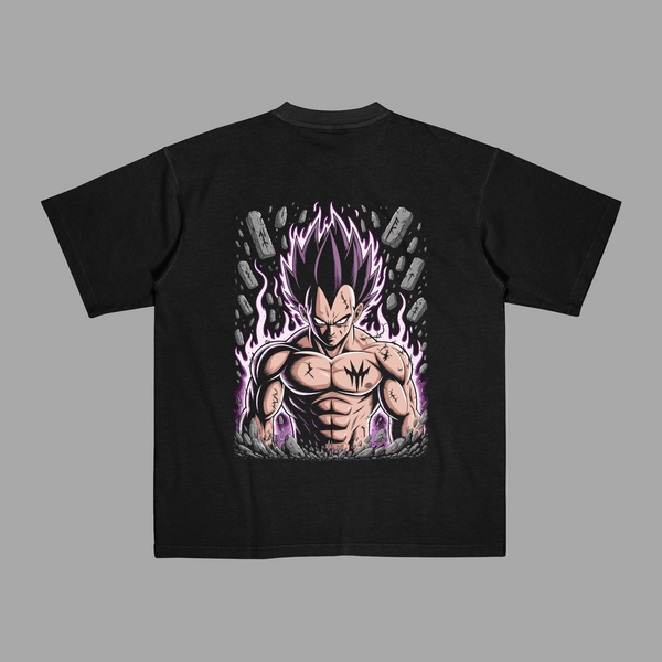T-shirt Vegeta Aura Maléfique noir avec illustration détaillée de Vegeta Dragon Ball