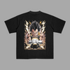 T-shirt Vegeta Explosion d’Énergie noir dos, Vegeta concentrant son énergie avec éclairs dorés Dragon Ball