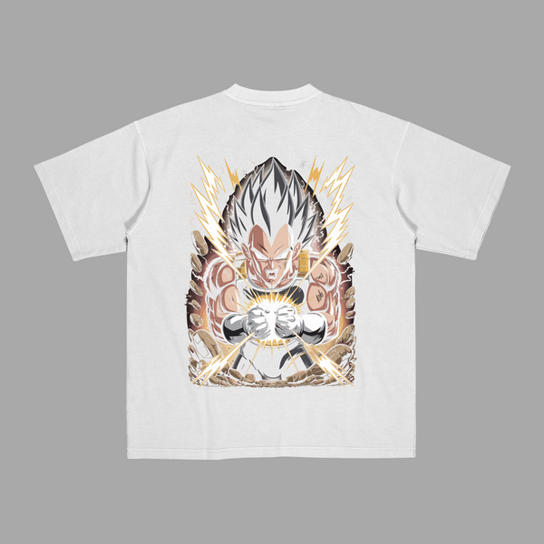 T-shirt Vegeta Explosion d’Énergie noir face, logo Figurine Geek poitrine