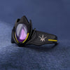 Bague Lelouch avec gemme violette brillante vue de face