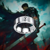 Bague Berserk en acier argenté, gravure Marque du Sacrifice