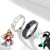 Bagues Kirito et Asuna avec figurines des personnages, vue frontale
