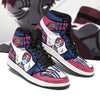Baskets Akaza de Demon Slayer portées, montrant leur style streetwear et leur coupe.