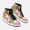 La paire de baskets Kid Buu, montrant les détails de la chaussure gauche et droite.