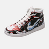 Paire de baskets montantes inspirées de Luffy en Gear Fourth, montrant le design détaillé et l'illustration de la transformation.