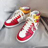 Vue de dessus des baskets Rengoku, montrant les lacets et le design sur le devant de la chaussure.