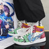 Baskets Souffle de l'Eau de Demon Slayer portées, montrant leur style streetwear et leur coupe.