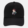 Casquette de baseball noire avec un patch brodé de Tanjiro Kamado sur le devant.