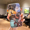 Vue de face de la coque Demon Slayer, montrant le design détaillé et riche de l'artwork façon planche de manga.