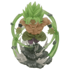 Vue de dos de la figurine Broly Super Saiyan Légendaire, montrant l'arrière de l'aura verte.
