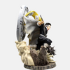 Gros plan sur le visage et les larmes de Gyomei Himejima en combat.
