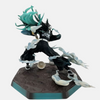 Gros plan sur le visage concentré de la figurine Muichiro Tokito en combat.