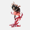 Vue de dos de la figurine de Nezuko montrant l'ampleur de l'effet de flammes.