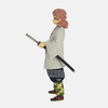 Vue de profil de la figurine de Sabito, main sur son sabre.