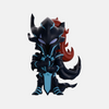Figurine vinyle d'Igris de Solo Leveling dans son armure de chevalier noir et rouge.