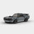 Kit de construction d'une Ford Mustang GT BOSS 302 grise en briques, montrant la vue de trois-quarts avant.