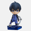 Nendoroid de Yoichi Isagi en pose standard, avec une expression déterminée, portant sa tenue de footballeur Blue Lock.