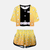 Pyjama crop top et short tanga Zenitsu Agatsuma Demon Slayer femme - Motif jaune et blanc