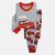 Pyjama enfant 2 pièces Lightning McQueen, avec haut gris à manches rouges et impression de Flash, et pantalon gris à motifs.