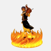 Statue de Natsu Dragnir (26cm), vue de face, se tenant au milieu d'un vortex de flammes oranges et jaunes translucides.