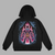 Sweat Cell Max Flamme Pourpre, version noire avec illustration de Cell entouré de flammes violettes, univers Dragon Ball