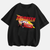 T-shirt noir pour enfant avec un grand design de Flash McQueen et l'inscription "McQueen" en grosses lettres.