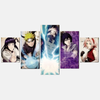 Tableau 5 pièces regroupant les portraits des Kunoichi de Konoha : Sakura Haruno, Hinata Hyûga, Ino Yamanaka et Tenten, sur un fond violet.