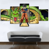 Tableau panoramique de Goku et Shenron accroché dans un salon, montrant son échelle mythique et sa présence imposante.