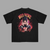 T-shirt Sasuke Believe noir avec illustration détaillée et flammes rouges