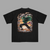 T-shirt Zoro noir avec design détaillé de Zoro en pleine attaque, entouré de débris et d’énergie